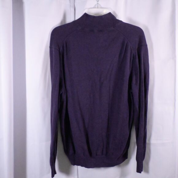 Jos A Bank Traveler Mens Large Purple Pima Cotton 1/4 Zip Sweater Mock Neck - Picture 2 of 6